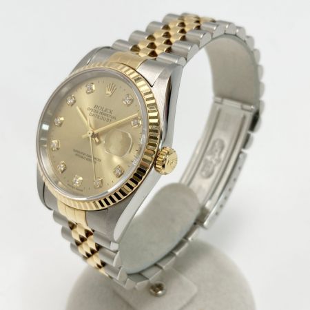 ROLEX ロレックス デイトジャスト 10Pダイヤ YG×SS 16233G シャンパン 自動巻き メンズ 腕時計