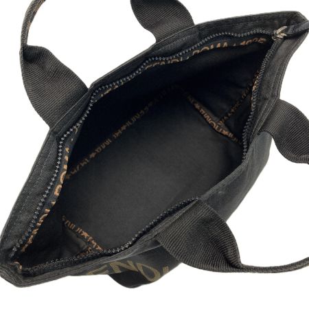  FENDI フェンディ ロゴ ミニトートバッグ ブラック ナイロン キャンバス ハンドバッグ