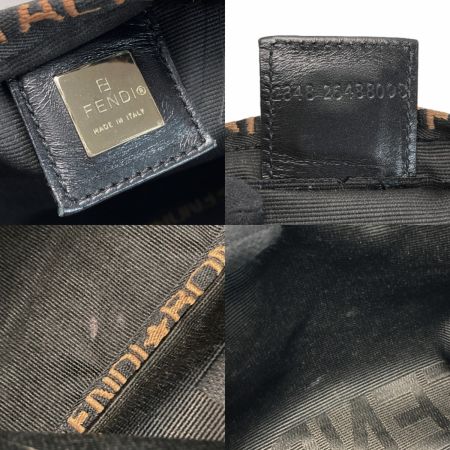  FENDI フェンディ ロゴ ミニトートバッグ ブラック ナイロン キャンバス ハンドバッグ