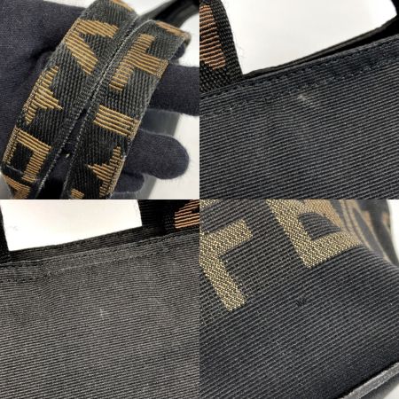  FENDI フェンディ ロゴ ミニトートバッグ ブラック ナイロン キャンバス ハンドバッグ
