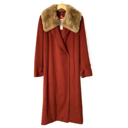  CELINE セリーヌ チェスターコート ファー付き レッド SIZE 38 レディース 記名有り