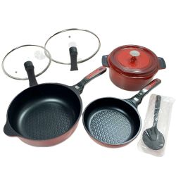 ☆☆ Bellfina ダイヤモンドパン グランドセット マルチパン ミニフライパン 無水調理鍋 ガラス蓋 スプーンターナー A-77240 Aランク