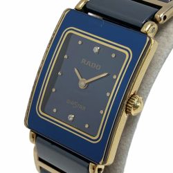 ☆☆ RADO ラドー ダイヤスター 2Pダイヤ 153.0283.3 ブラック クォーツ レディース 腕時計 DIASTAR Bランク