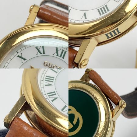  GUCCI グッチ ローマン文字盤 デイト 7200M ホワイト クォーツ メンズ 腕時計