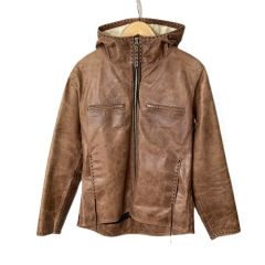  RED MOON レッドムーン レザージャケット フード付き Number One Leathers ブラウン 馬革 SIZE 38 メンズ Bランク