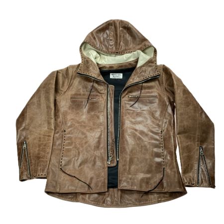  RED MOON レッドムーン レザージャケット フード付き Number One Leathers ブラウン 馬革 SIZE 38 メンズ