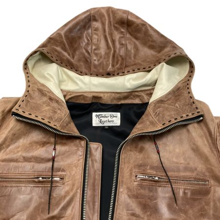  RED MOON レッドムーン レザージャケット フード付き Number One Leathers ブラウン 馬革 SIZE 38 メンズ