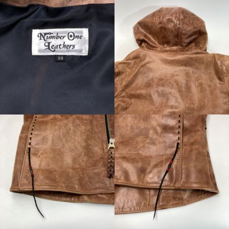  RED MOON レッドムーン レザージャケット フード付き Number One Leathers ブラウン 馬革 SIZE 38 メンズ