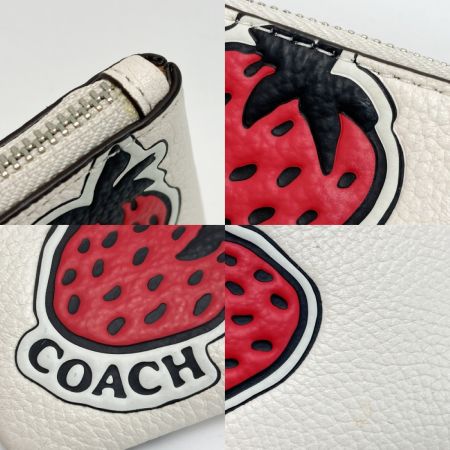  COACH コーチ スモール リストレット・ストロベリー プリント アイボリー ポーチ イチゴ