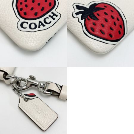  COACH コーチ スモール リストレット・ストロベリー プリント アイボリー ポーチ イチゴ