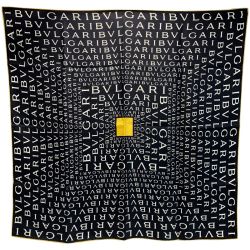 ☆☆ BVLGARI ブルガリ 総ロゴ  ブラウン シルク100% Bランク