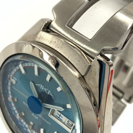  SEIKO セイコー ALBA アルバ AKA 青文字盤 デイデイト クォーツ 腕時計 V743-5A10 シルバー x ブルー