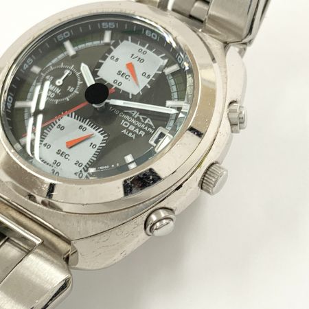  SEIKO セイコー ALBA AKA V657-6030 クォーツ 腕時計 V657-6030 シルバー x グリーン