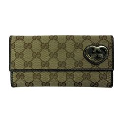 ☆☆ GUCCI グッチ LOVELY GGキャンバス キャンバス×レザー 245723 長財布 レディース Bランク
