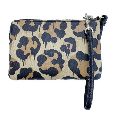  COACH コーチ レオパード柄 アクセサリーポーチ レザー 64194 ベージュ レディース