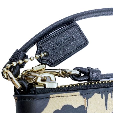  COACH コーチ レオパード柄 アクセサリーポーチ レザー 64194 ベージュ レディース