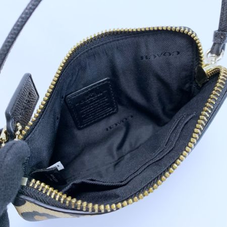  COACH コーチ レオパード柄 アクセサリーポーチ レザー 64194 ベージュ レディース