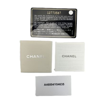  CHANEL シャネル 三つ折り財布 リボン レザー メタリックブルー シルバー金具
