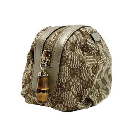  GUCCI グッチ GGキャンバス バンブー ポーチ 246175 ベージュ コスメポーチ 小物入れ キャンバス×レザー