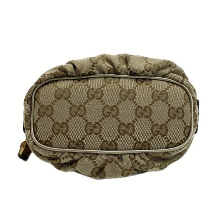  GUCCI グッチ GGキャンバス バンブー ポーチ 246175 ベージュ コスメポーチ 小物入れ キャンバス×レザー