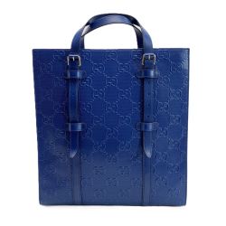 ☆☆ GUCCI グッチ GGエンボス 2WAYトートバッグ 700421 ブルー レザー Bランク