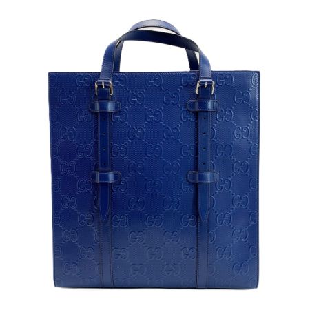  GUCCI グッチ GGエンボス 2WAYトートバッグ 700421 ブルー レザー