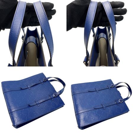  GUCCI グッチ GGエンボス 2WAYトートバッグ 700421 ブルー レザー