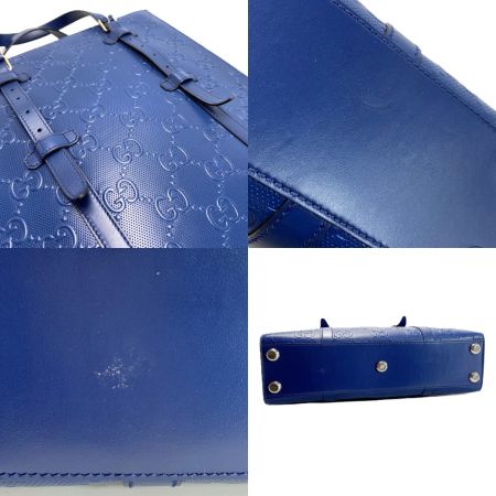  GUCCI グッチ GGエンボス 2WAYトートバッグ 700421 ブルー レザー