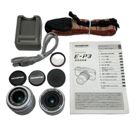 OLYMPUS オリンパス PEN  E-P3 シルバー ツインレンズキット ミラーレス一眼カメラ 取説・充電器付き