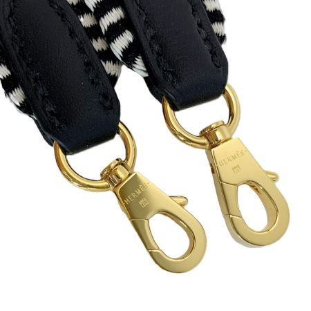  HERMES エルメス ショルダーストラップ WSR W刻印 ホワイトxブラック キャンバス 交換用