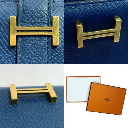  HERMES エルメス 2つ折り財布 ベアン コンパクト  D刻印 ゴールド金具 ブラック H金具  箱有