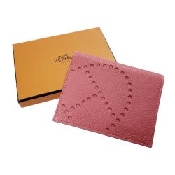 ☆☆ HERMES エルメス エブリン シェーブル B刻印 ピンク カードケース  Bランク