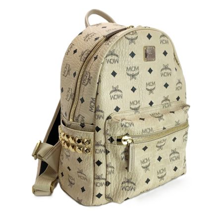 MCM エムシーエム ヴィセトス柄  スタッズ レザー ベージュ リュック 