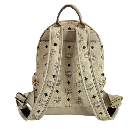  MCM エムシーエム ヴィセトス柄  スタッズ レザー ベージュ リュック 