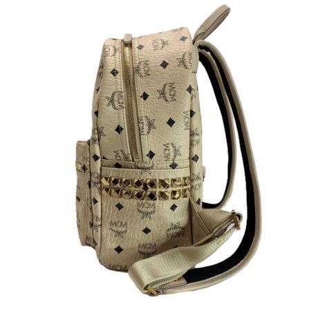  MCM エムシーエム ヴィセトス柄  スタッズ レザー ベージュ リュック 