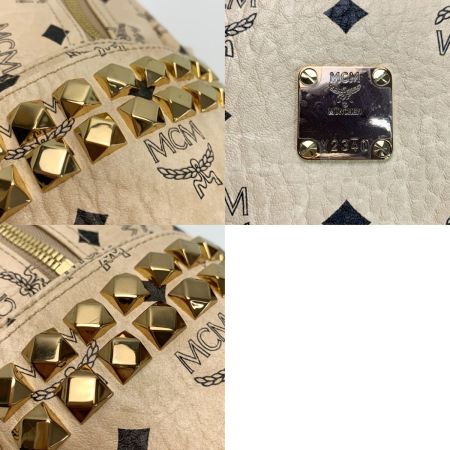  MCM エムシーエム ヴィセトス柄  スタッズ レザー ベージュ リュック 