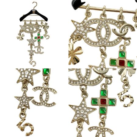  CHANEL シャネル ココマーク ハンガーモチーフ メタル レジン ブローチ AB9842 ゴールド×ブラック レディース