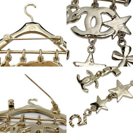  CHANEL シャネル ココマーク ハンガーモチーフ メタル レジン ブローチ AB9842 ゴールド×ブラック レディース