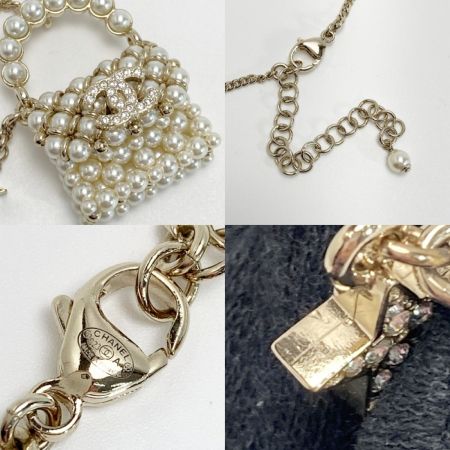  CHANEL シャネル ココマーク マトラッセ ネックレス C23A ゴールド×ホワイト ラインストーン フェイクパール GP