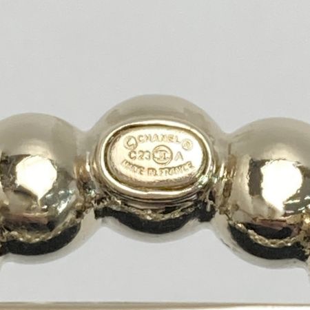  CHANEL シャネル ココマーク マトラッセ ブローチ C23A ゴールド×ホワイト ラインストーン フェイクパール GP