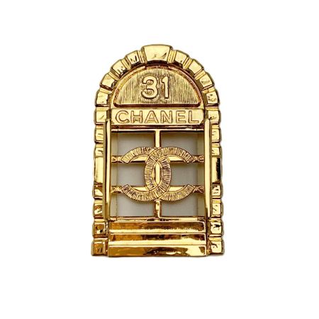  CHANEL シャネル 31 ドアモチーフ ブローチ メッキ ゴールド レディース