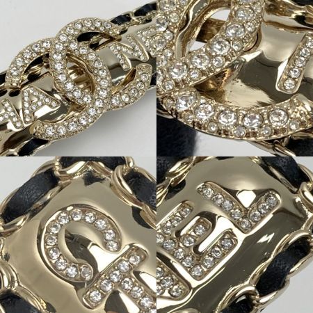  CHANEL シャネル ココマーク バレッタ A23S ゴールド×ブラック GP チェーン ラインストーン