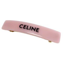 ☆☆ CELINE セリーヌ ロゴ バレッタ  ヘアアクセサリー 髪留め ピンク レジン Bランク