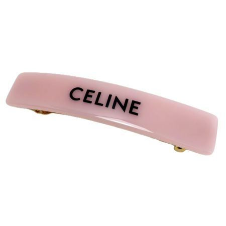  CELINE セリーヌ ロゴ バレッタ  ヘアアクセサリー 髪留め ピンク レジン