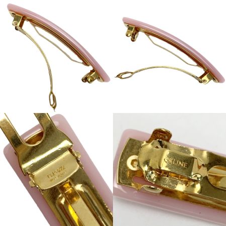  CELINE セリーヌ ロゴ バレッタ  ヘアアクセサリー 髪留め ピンク レジン