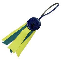 ☆☆ HERMES エルメス チャーム パドック バッグチャーム レザー ネイビー イエロー Bランク