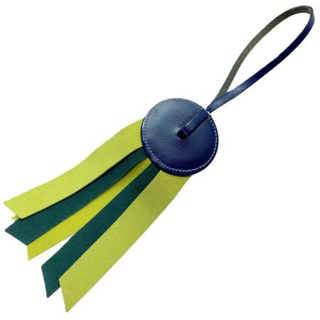  HERMES エルメス チャーム パドック バッグチャーム レザー ネイビー イエロー