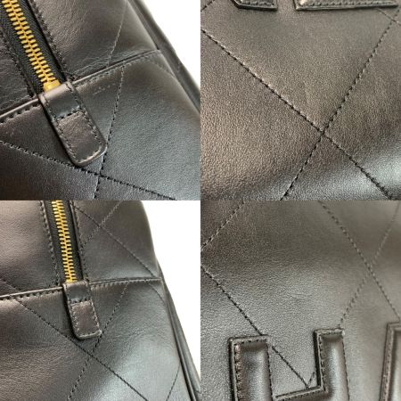  CHANEL シャネル ロゴ ボウラーバッグ ステッチ カーフスキン  ブラック ボストンバッグ