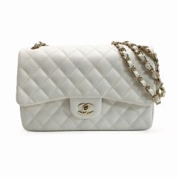 ☆☆ CHANEL シャネル マトラッセ ダブルフラップ チェーンショルダーバッグ ホワイト キャビアスキン ギャランティカード有 Bランク
