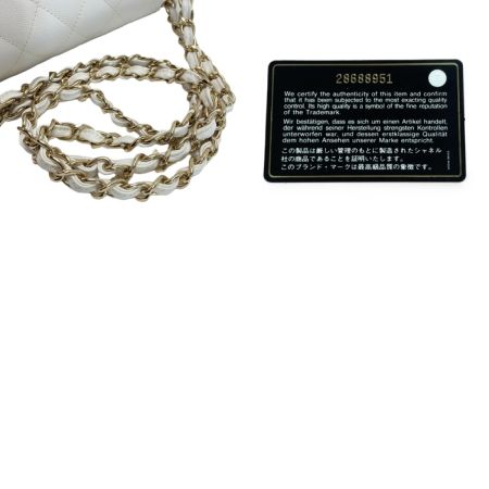  CHANEL シャネル マトラッセ ダブルフラップ チェーンショルダーバッグ ホワイト キャビアスキン ギャランティカード有